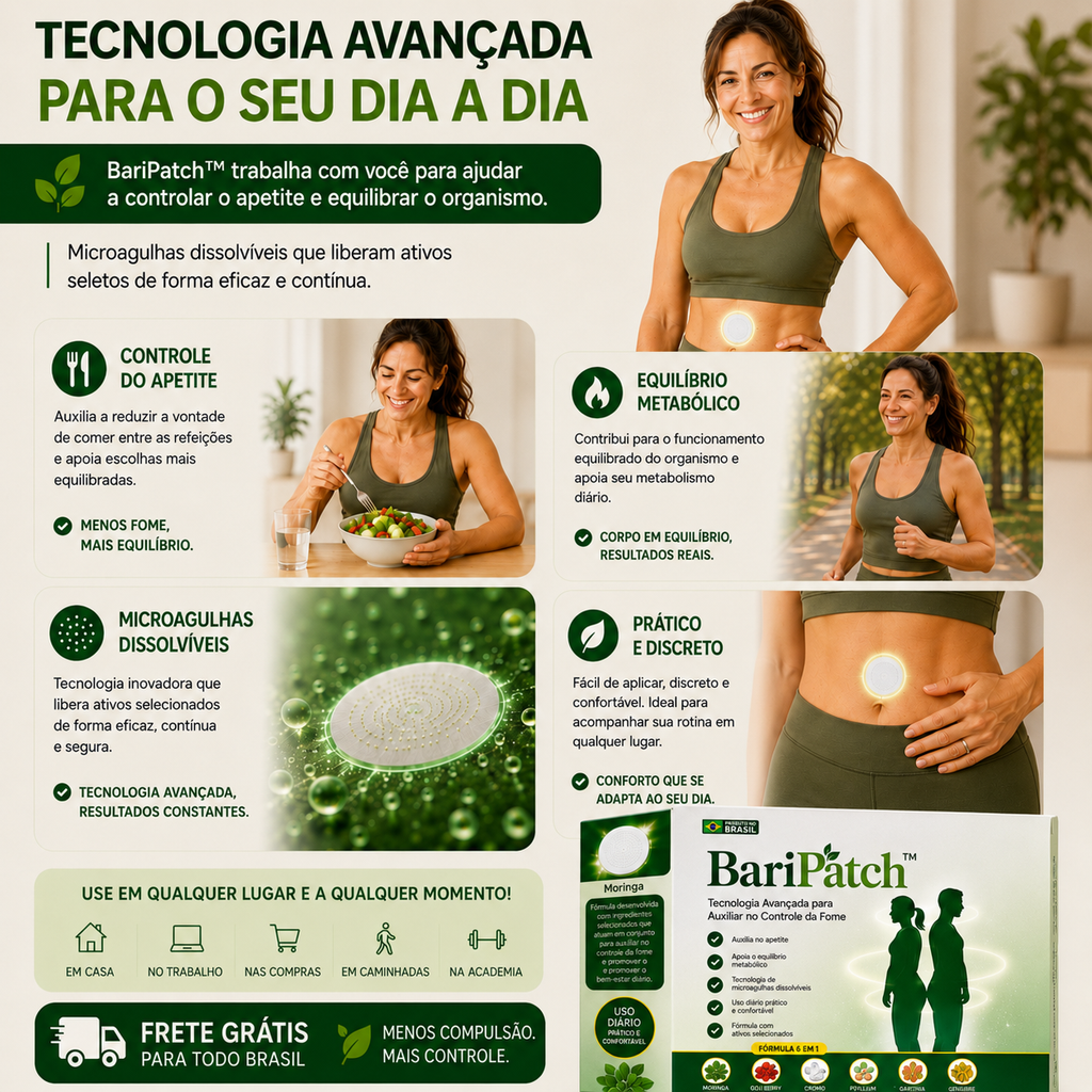 BariPatch™ 6 em 1 | Patch de Microagulhas para Controle do Apetite e Equilíbrio Metabólico