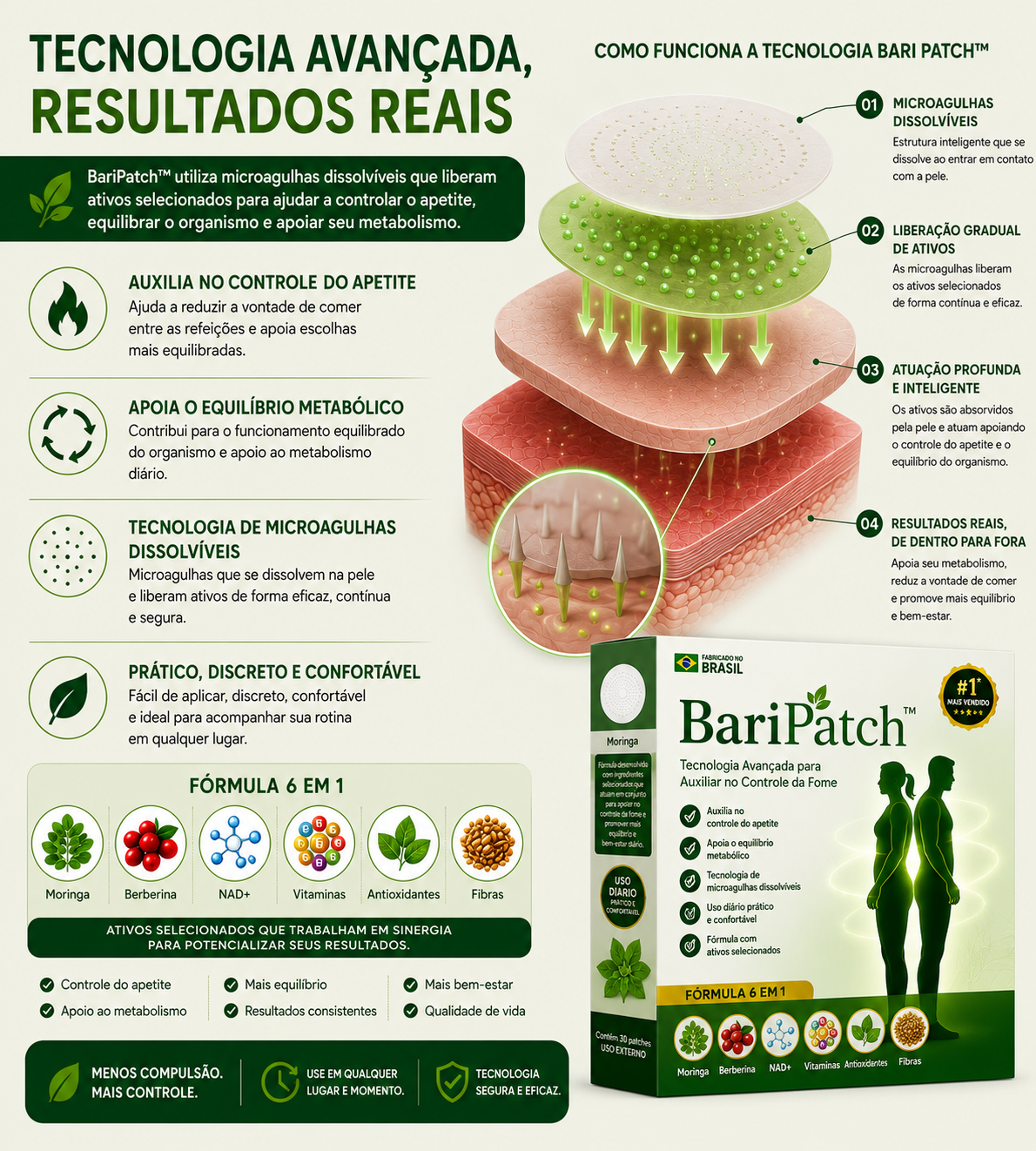 BariPatch™ 6 em 1 | Patch de Microagulhas para Controle do Apetite e Equilíbrio Metabólico